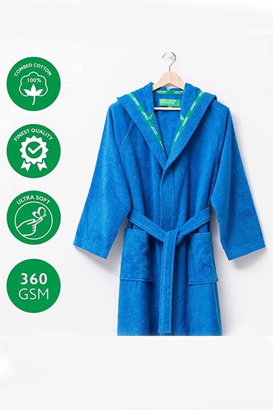 United Colors of Benetton United Colors 100% Cotton Bathrobe with Hoodie L/XL Blue 3