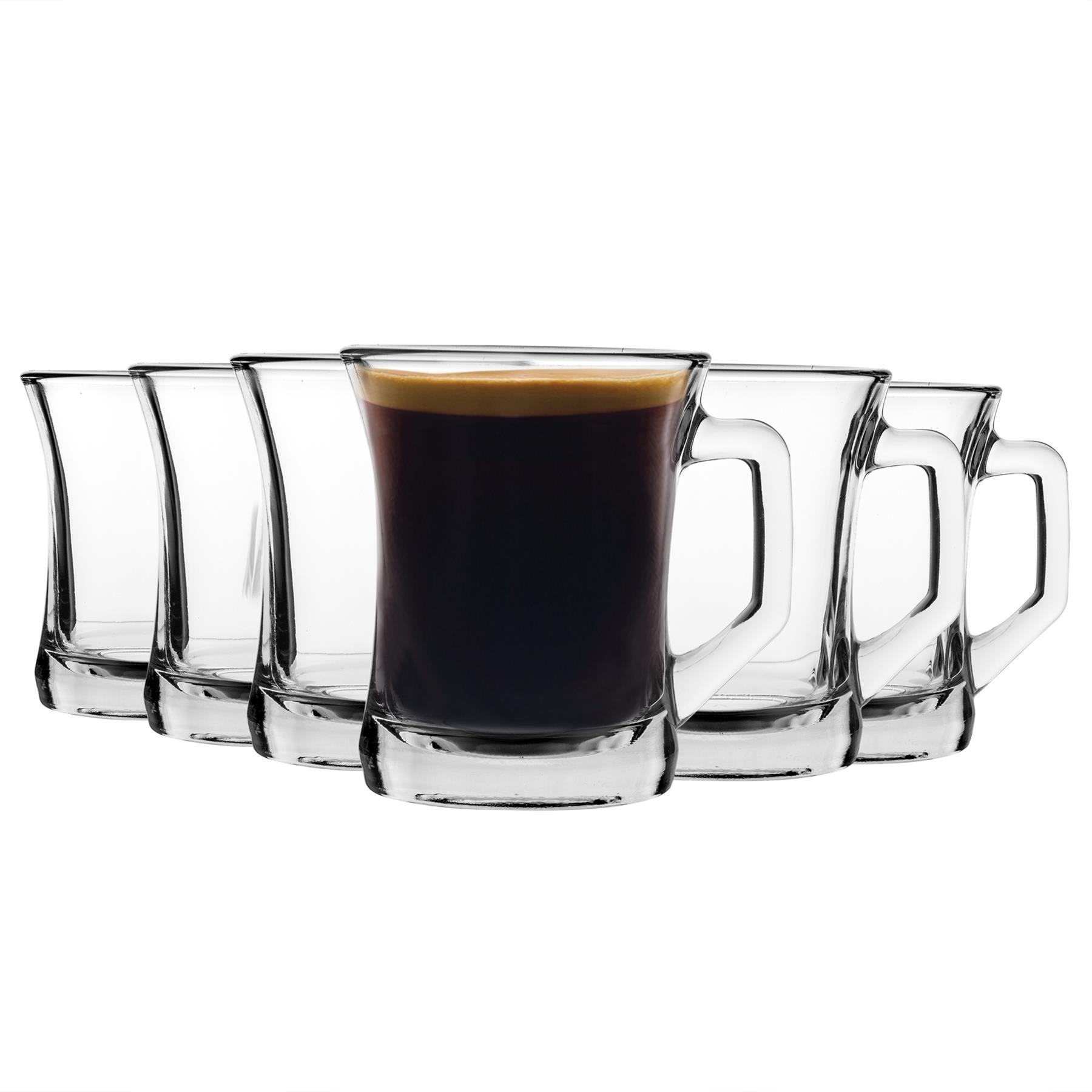 Mugs | Zen+ Glass Coffee Mugs - 225ml - Clear - Pack of 6 | LAV