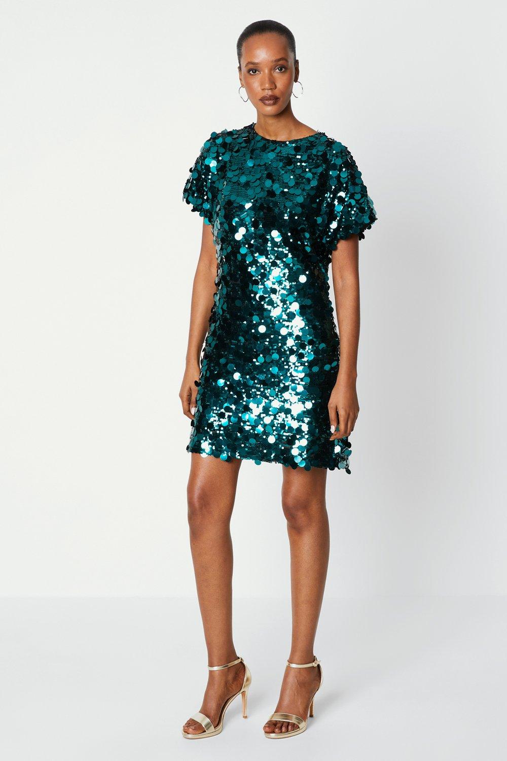 Dorothy perkins green sequin dress sale